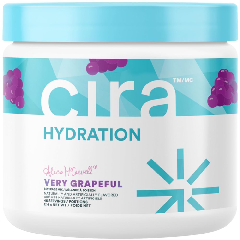 Cira Hydration Powder (45 Servings) x Alicia McCarvell's Electrolyte Drink Mix with Himalayan Salt for Dehydration Relief and Recovery - Very Grapeful
