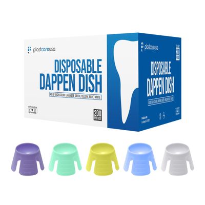 1000 PlastCare USA Assorted Dappen Dish, Disposable Small Plastic Containers  Liquid Bowls for Dental and Nail Procedures (5 Boxes of 200)