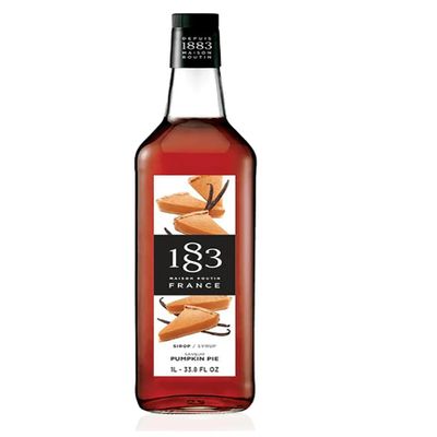 1883 Pumpkin Pie Syrup - Flavored Syrup for Hot & Iced Beverages - Gluten-Free, Vegan, Non-GMO, Kosher, Preservative-Free, Made in France | Plastic Bottle 1 Liter (33.8 Fl Oz)