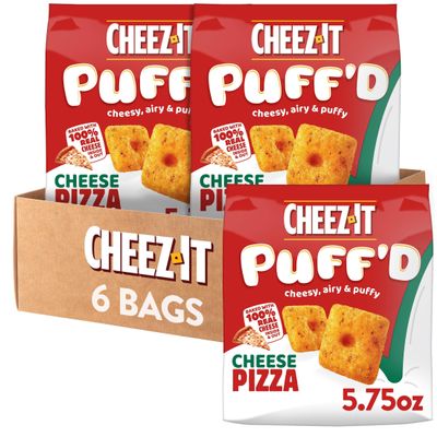 Cheez-It Puff'd Cheesy Baked Snacks, Puffed Crackers, Lunch Snacks, Cheese Pizza (6 Bags)