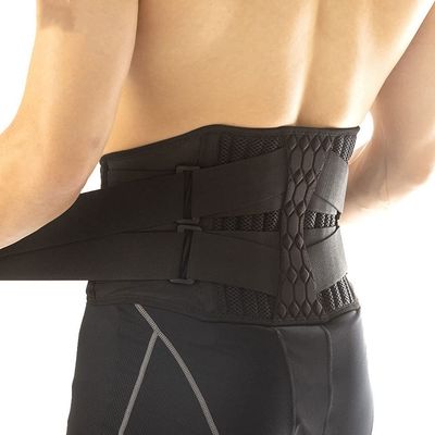 Lumbar Support Belt Lower Back Brace Abdominal Binder Men Women Waist Trainer Corset Sweat Slim Belt Sports Gym Pain Relief Posture Corrector Tummy Tuck Band (Color : Black, Size : M) (Black L)