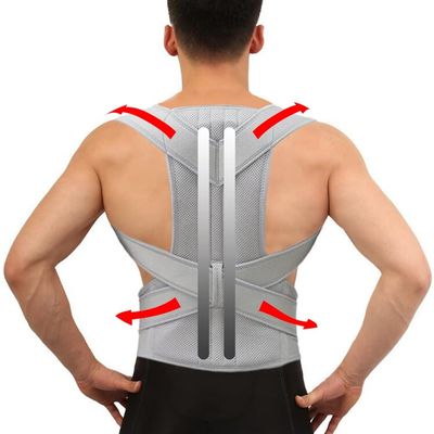 Adjustable Posture Corrector Lumbar Back Support Brace Breathable Deportment Corset for Spine Back Stretcher Orthopedic Back Straightener S-5XL Plus Size (Color : Grey, Size : M) (Grey S)