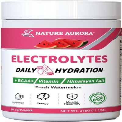Electrolytes Powder No Sugar, Fresh Watermelon Electrolyte Powder, Hydration Powder, Enhanced with Himalayan Salt, BCAAs, and B-Vitamins, No Calories, Sugar Free Keto Electrolyte Drink - 90 Servings