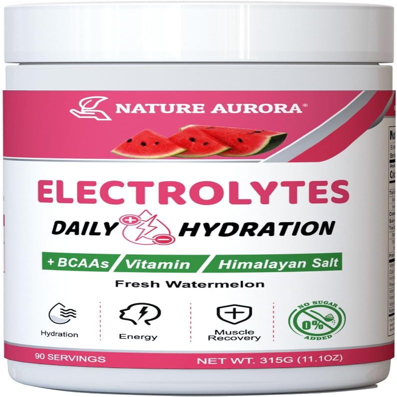 Electrolytes Powder No Sugar, Fresh Watermelon Electrolyte Powder, Hydration Powder, Enhanced with Himalayan Salt, BCAAs, and B-Vitamins, No Calories, Sugar Free Keto Electrolyte Drink - 90 Servings