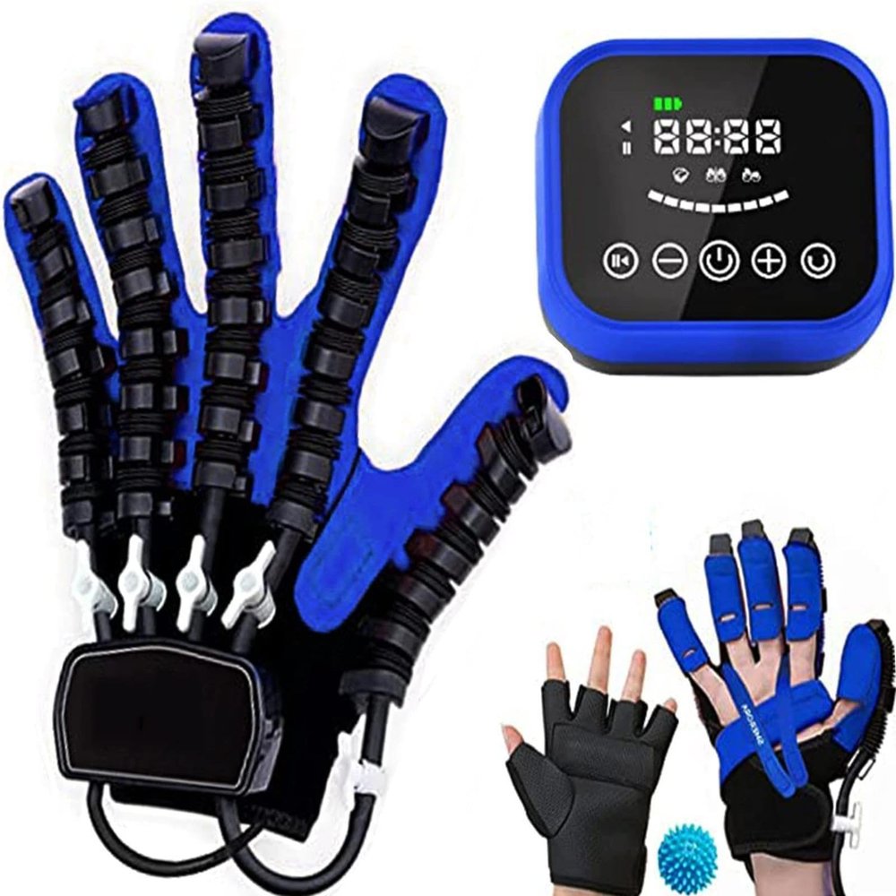 Stroke Hand Splint Assistive Gloves Long-Term Relief Finger Cramps with Single Finger Training and Mirror Mode,Right-L