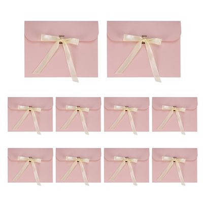 10pcs Paper Gift Card Envelopes Packaging Bags with Ribbon Bowknot Greeting Wedding Holiday Card Present Gift Envelope Wrapping Bag Underwear Silk Scarf Flat Gift Wrap Bag for Invitation Birthday