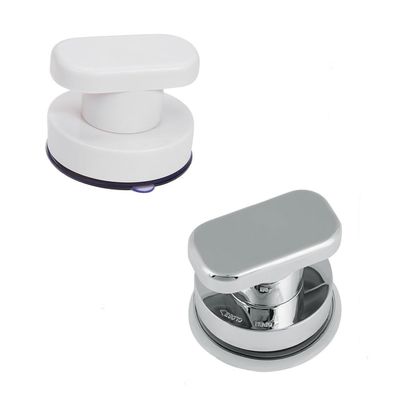 2 Pack Powerful Suction Cup Pulls, Door Drawer Glass Handle, Suction Cup Armrest Bathtub Shower Handle Grab Bar Silver and White