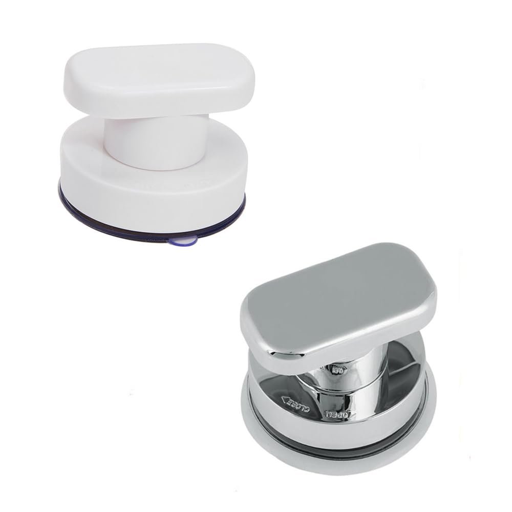 2 Pack Powerful Suction Cup Pulls, Door Drawer Glass Handle, Suction Cup Armrest Bathtub Shower Handle Grab Bar Silver and White