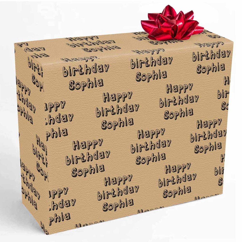 InterestPrint Custom Wrapping Paper with Text Customized Happy Birthday Gift Wrap Paper Fashion Wrapping Paper Roll 58''x23'' for Kids Birthday Christmas Holiday 3 Roll
