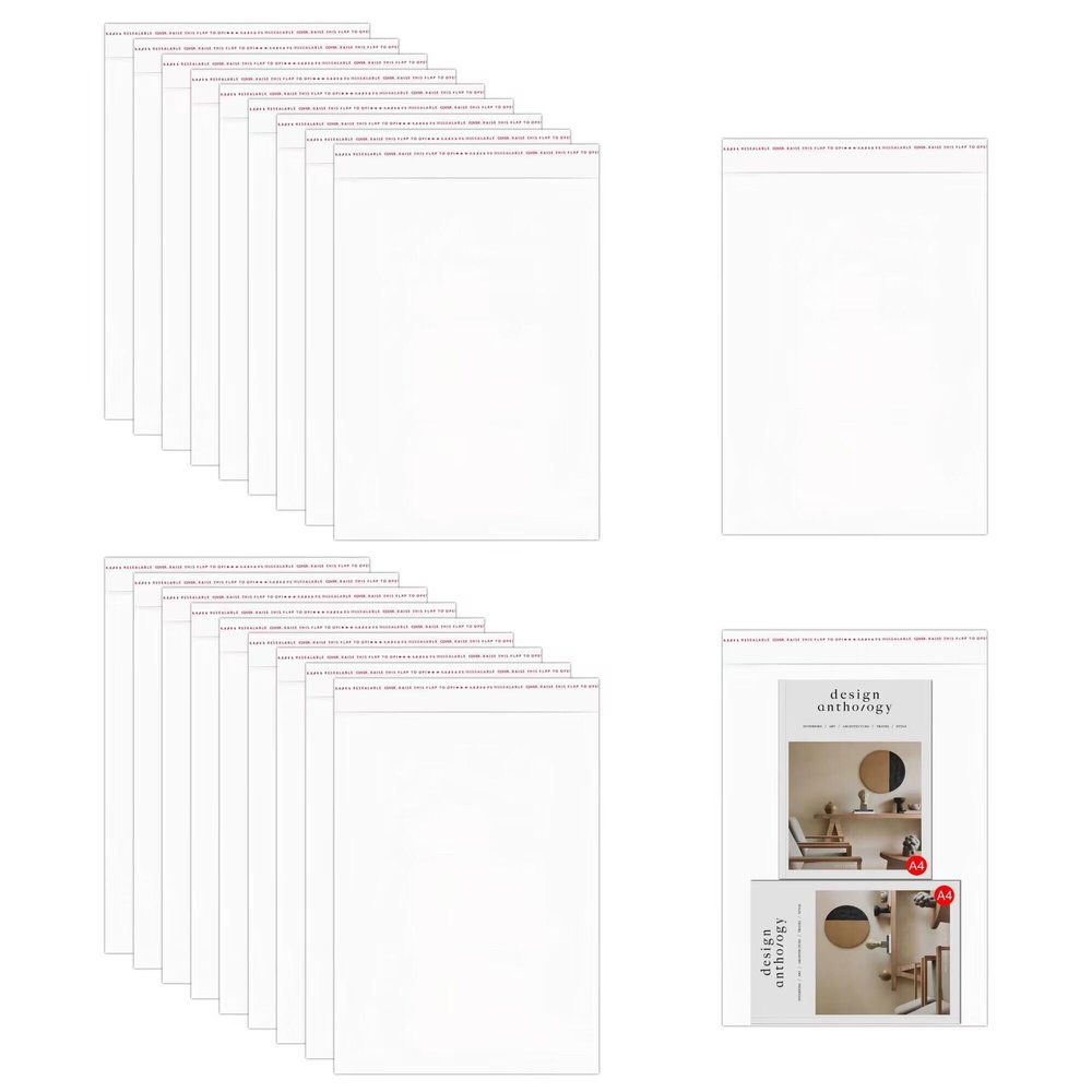 Clear Adhesive Cello Bags 14x20" 100pcs Sealable OPP Poly Clothing Cellophane Bags Stick Cellophane Apparel Bags 2mil for Packaging Clothes Toys Gifts Baskets Party Favors School Supplies