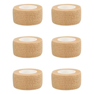 1" Self Adhesive Bandage Wraps, 6pcs Vet Wraps, Skin Color, 5 Yard Self Adherent Wraps for Sports, Wrist, Ankle and Swelling