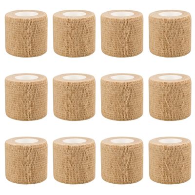 2" Self Adhesive Bandage Wraps, 12pcs Vet Wraps, Skin Color, 5 Yard Self Adherent Wraps for Sports, Wrist, Ankle and Swelling