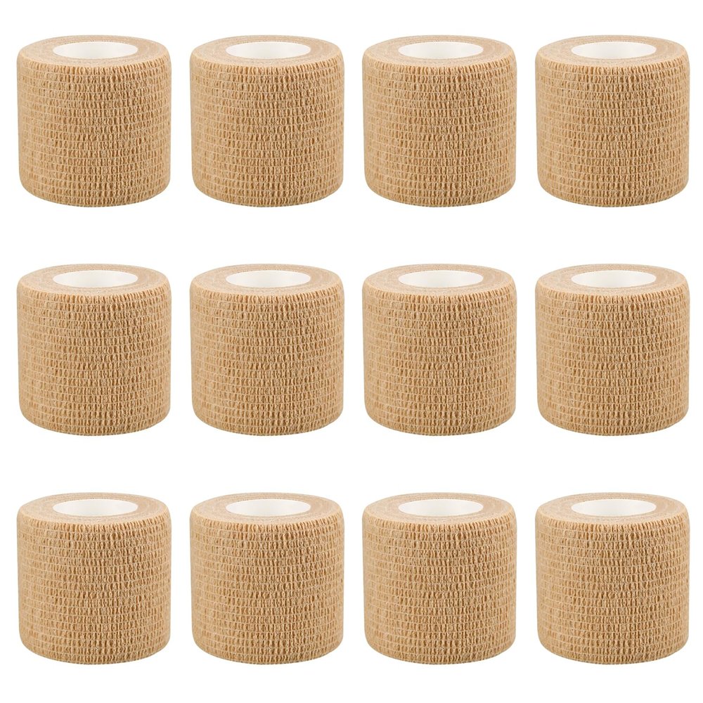 2" Self Adhesive Bandage Wraps, 12pcs Vet Wraps, Skin Color, 5 Yard Self Adherent Wraps for Sports, Wrist, Ankle and Swelling