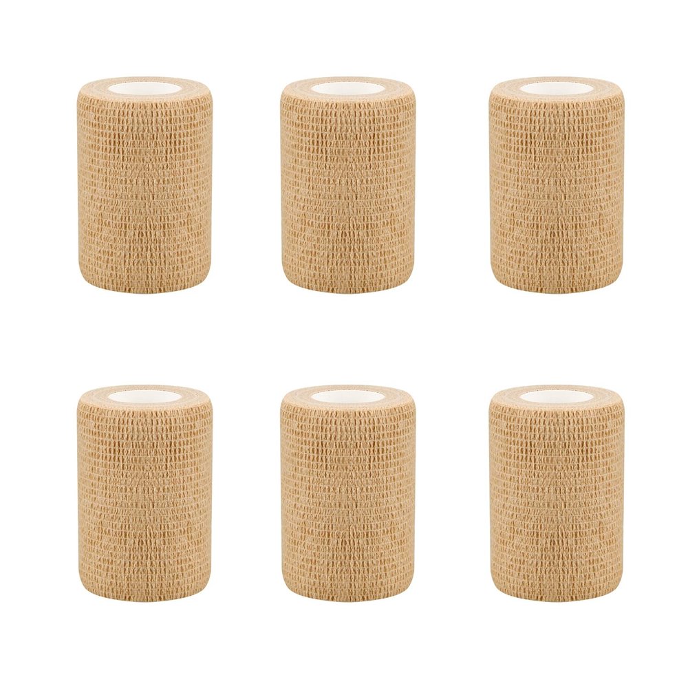 3" Self Adhesive Bandage Wraps, 6pcs Vet Wraps, Skin Color, 5 Yard Self Adherent Wraps for Sports, Wrist, Ankle and Swelling