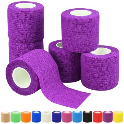 2" Self Adhesive Bandage Wraps, 6pcs Vet Wraps, Purple, 5 Yard Self Adherent Wraps for Sports, Wrist, Ankle and Swelling