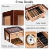 Cigar Humidor, Desktop Glass Top Cigar Box with Hygrometer Humidifier and Divider, Handcrafted Cedar Wood Finish Case Holds100-150 Cigars as Gift for Men view 3