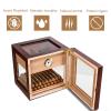 Cigar Humidor, Desktop Glass Top Cigar Box with Hygrometer Humidifier and Divider, Handcrafted Cedar Wood Finish Case Holds100-150 Cigars as Gift for Men view 4