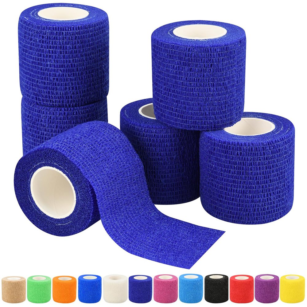 2" Self Adhesive Bandage Wraps, 6pcs Vet Wraps, Dark Blue, 5 Yard Self Adherent Wraps for Sports, Wrist, Ankle and Swelling