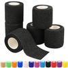 2" Self Adhesive Bandage Wraps, 6pcs Vet Wraps, Black, 5 Yard Self Adherent Wraps for Sports, Wrist, Ankle and Swelling view 1