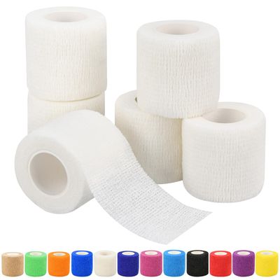 2" Self Adhesive Bandage Wraps, 6pcs Vet Wraps, White, 5 Yard Self Adherent Wraps for Sports, Wrist, Ankle and Swelling