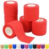 2" Self Adhesive Bandage Wraps, 6pcs Vet Wraps, Red, 5 Yard Self Adherent Wraps for Sports, Wrist, Ankle and Swelling view 1