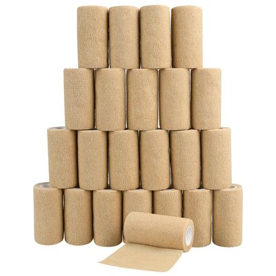 4" Self Adhesive Bandage Wraps, 24pcs Vet Wraps, Skin Color, 5 Yard Self Adherent Wraps for Sports, Wrist, Ankle and Swelling