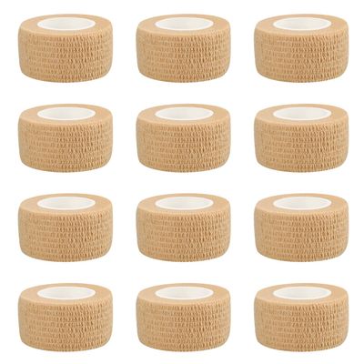 1" Self Adhesive Bandage Wraps, 12pcs Vet Wraps, Skin Color, 5 Yard Self Adherent Wraps for Sports, Wrist, Ankle and Swelling