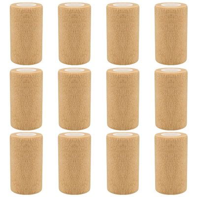 4" Self Adhesive Bandage Wraps, 12pcs Vet Wraps, Skin Color, 5 Yard Self Adherent Wraps for Sports, Wrist, Ankle and Swelling