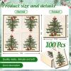 100 Pack Christmas Paper Napkin Vintage Xmas Tree Disposable Luncheon Napkins Retro Dessert Dinner Hand Napkin, 6.5 x 6.5 Inch view 2