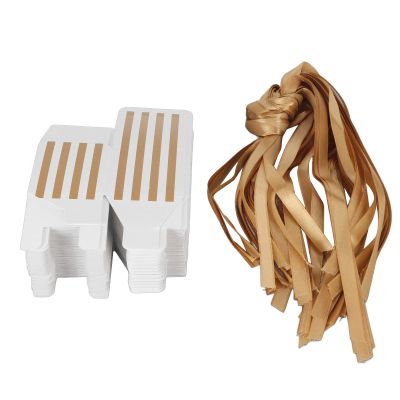 50Pcs Mini Gift Boxes, 2.2in Squared Gold Stripes Easy Assembly Gift Wrapping Box with Ribbons for Party Wedding Birthday