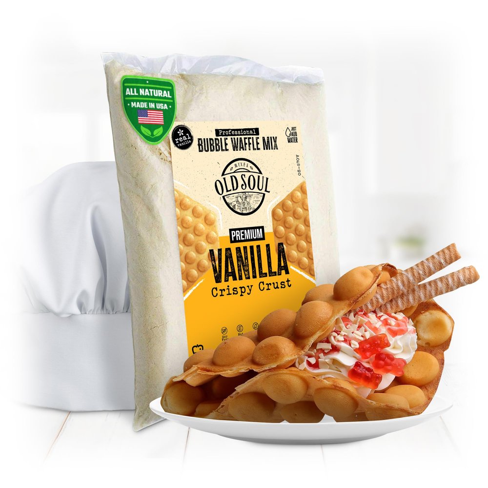 OldSoul Professional Bubble Waffle Mix | Crispy | Vanilla Flavor | Egg Waffle Mix | 28 Waffles (5 Lbs, Traditional)