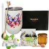 Tea Gift Set for Women  Insulated Floral Tumbler with Lid, 18 Tea Sachets, Honey Jar, Organic Sugar Sticks, Gold Spoon & Reusable Straw  Relaxation & Self Care Gift Box view 1