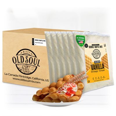 OldSoul Professional Bubble Waffle Mix | Crispy | Vanilla Flavor | Egg Waffle Mix | 168 Waffles (30 Lbs, Traditional)