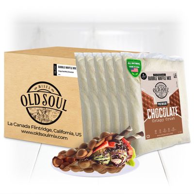 OldSoul Professional Bubble Waffle Mix | 30 Lbs | Crispy | Chocolate Flavor | Egg Waffle Mix | 168 Waffles (30 Lbs, Traditional)