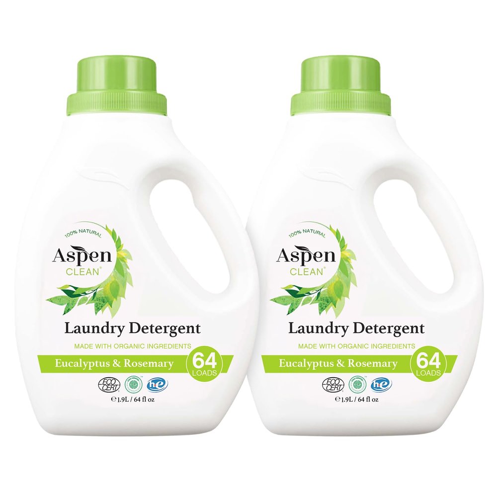 AspenClean Natural Laundry Detergent Eucalyptus & Rosemary - 100% Natural, Organic, HE Liquid Laundry Detergent - Vegan, Cruelty-Free, Biodegradable - Safe for Babies, Pets & Kids - EWG Certified (2