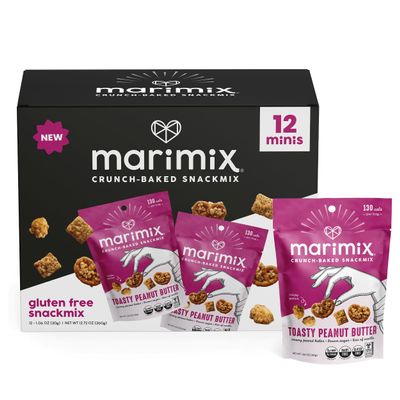 Marimix Snack Mix | Mini Toasty Peanut Butter | Crunch Baked Sweet & Salty Savory Plant Based Naturally Gluten Free Whole Grain Fiber Charcuterie Pretzel Trail Party Mix | No Artificial Ingredients
