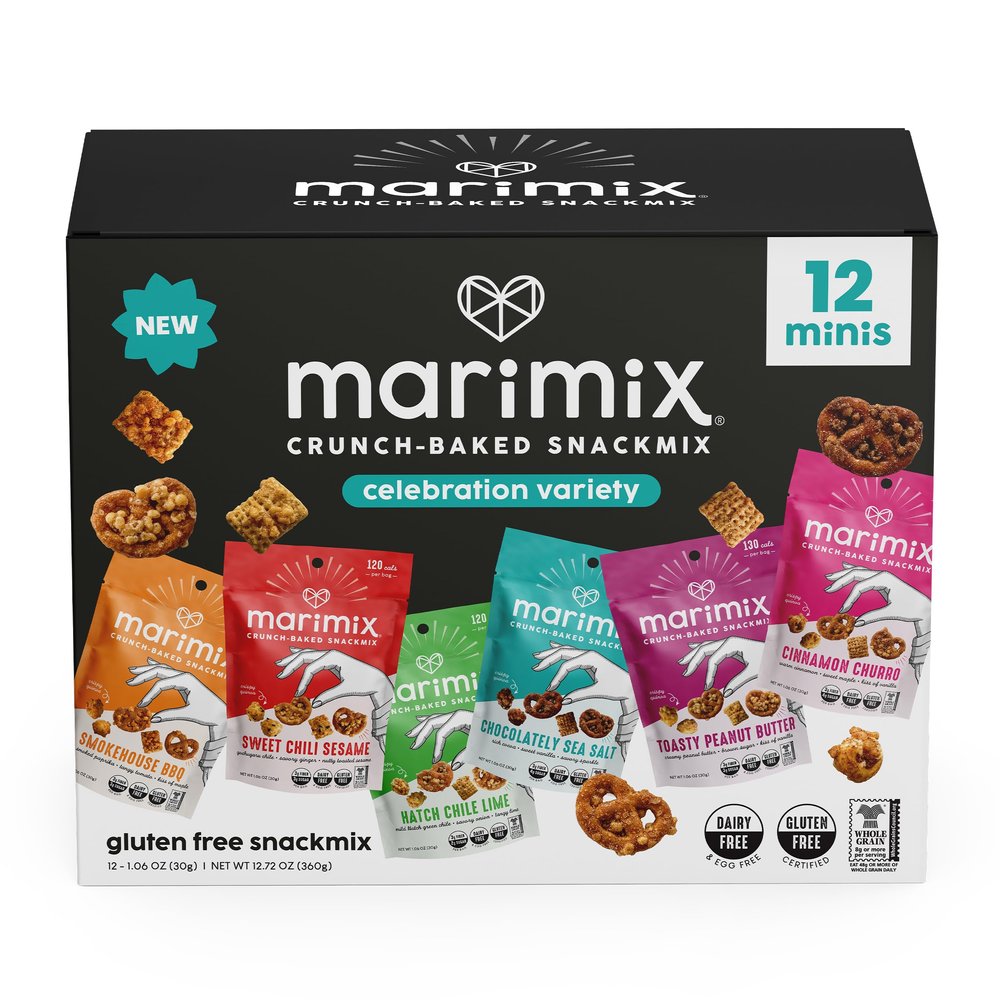 Marimix Snack Mix, Crunchy Baked Sweet & Salty, Good Source of Fiber, Variety Pack, Gluten Free Snacks for Kids and Adults, Dairy Free Whole Grain Office Pretzels Trail Party Mix