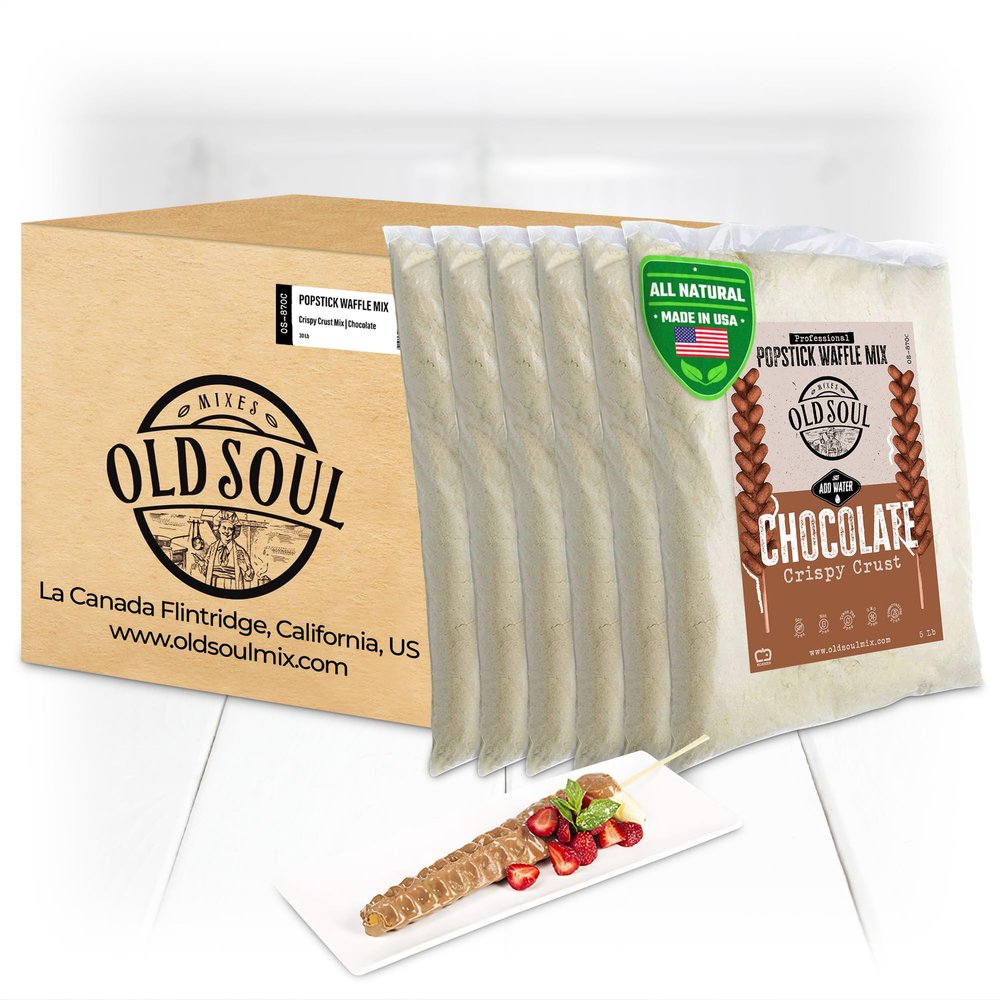 OldSoul Professional Popstick Waffle Mix | Stick Waffles Dough Mix | Chocolate Flavor | 30 Lbs | 672 Waffles (30 Lbs, Traditional)