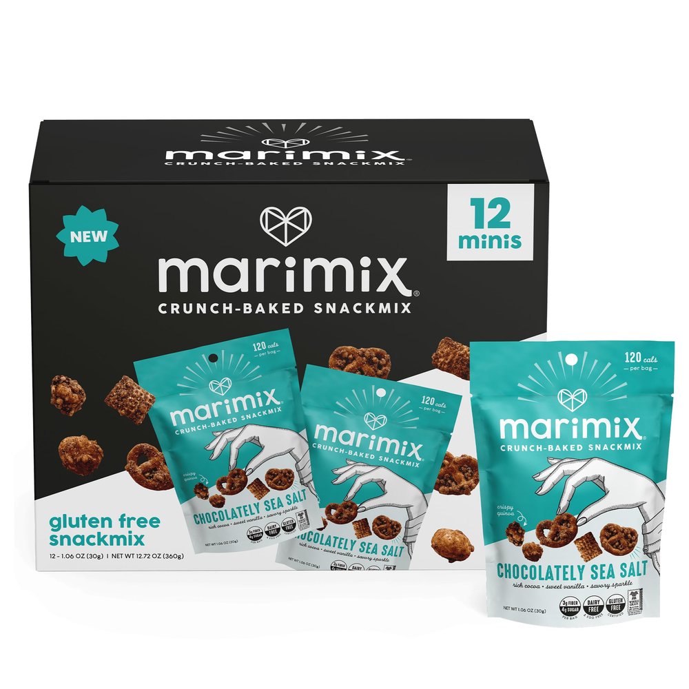 Marimix Snack Mix | Mini Chocolatey Sea Salt | Crunch Baked Sweet & Salty Savory Plant Based Naturally Gluten Free Whole Grain Fiber Charcuterie Pretzel Trail Party Mix | No Artificial Ingredients