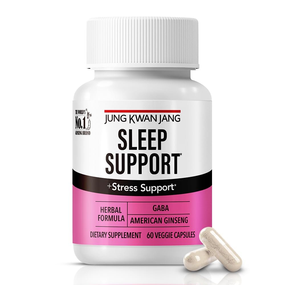 JUNG KWAN JANG Sleep Support GABA Complex 500mg with American Ginseng - Sleep Aid Supplement for Meditation Support, Better Sleep, and Increased Energy, 60 Capsules for Men and Women