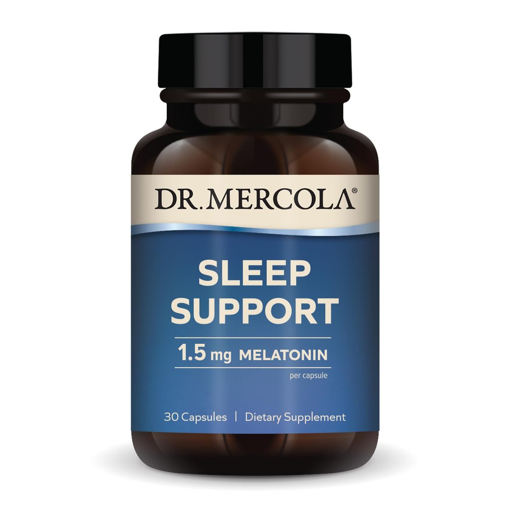 Dr. Mercola Sleep Support with Melatonin - Supports Restful Sleep & Relaxation - Melatonin with L-Theanine, 5-HTP, GABA & Chamomile - 30 Capsules - 1.5 mg