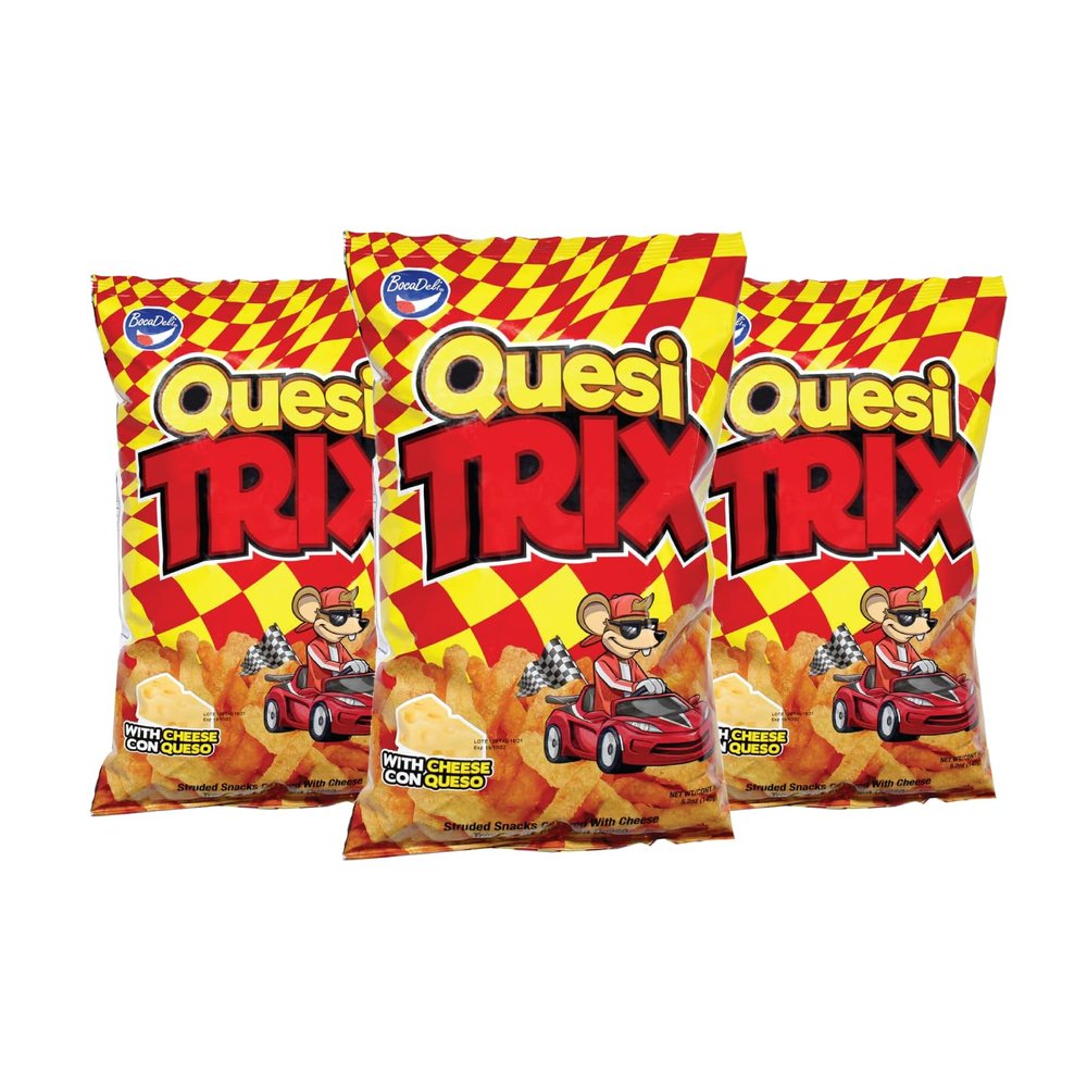 Bocadeli Quesitrix, Corn Puff, 5.1 oz, Central American Snacks, Corn Chips (With Cheese, 3 Pack)