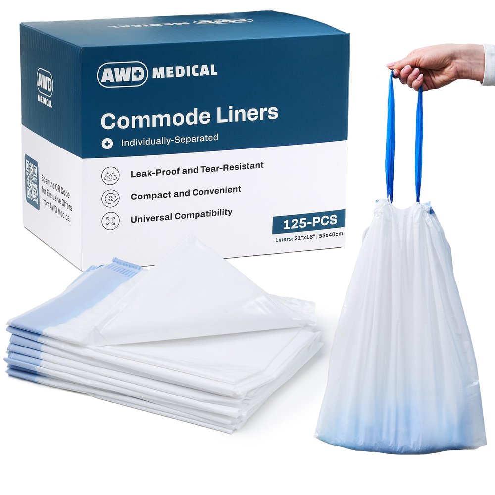 125 PACK Commode Liners - Adults Commode Bag Compatible with Most Toilets - Portable Commode Liners for Home, Hospital, Travel, & More - Disposable Bedside Toilet Liner Bags for Adult Potty Chair