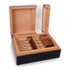 Hotel Collection Cigar Humidor  Elegant Wooden Storage Box with Adjustable Divider & Removable Tray, Luxury Home Bar Accent view 1