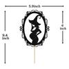 A Baby is Brewing Cake Topper, Halloween Baby Shower Cake Decorations, Pregnant Witch Cake Toppers for Gender Reveal Party Decoration Supplies, Black Glitter view 2