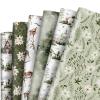 12 Sheet Greenery Wrapping Paper Forest Reindeer Flower Gift Wrap Paper Bulk Folded Flat Green Art Paper for Christmas Birthday, 19.7 x 27.6 Inch view 1