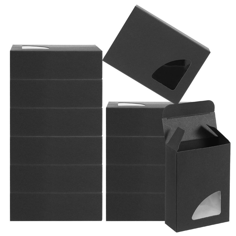 PATIKIL 4"x3"x1" Paper Soap Box with Window, 30 Pack Homemade Soap Boxes Triangle Presents Packaging Boxes for Birthday Christmas DIY Craft, Black