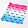 InterestPrint Custom Name Gift Wrapping Paper Personalized Pink White Pink Wrapping Paper Roll Customized Wrap Paper 58x23 for Mom Dad Grandma Grandpa Birthday 1 Roll view 2
