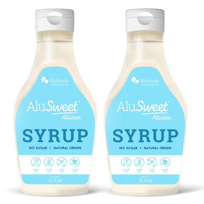 Alusweet Allulose Syrup Sugar Free Syrup Liquid Allulose Sweetener - 11 fl oz - 1:1 Sugar Substitute, Low Carb and Keto Friendly No Artificial Colors or Flavors, Non GMO, Gluten-Free, Vegan for Cocktails, Coffee, Cold Drinks, And Cooking (2 Pack)