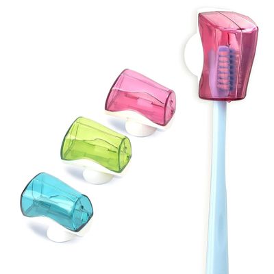 AKOAK Travel Toothbrush Head Cover with Suction Cup, Toothbrush Head Case, Toothbrush Cap, Portable Toothbrush Protective Case for Home, Travel, Bathroom, Business, Camping, School -Pack of 3